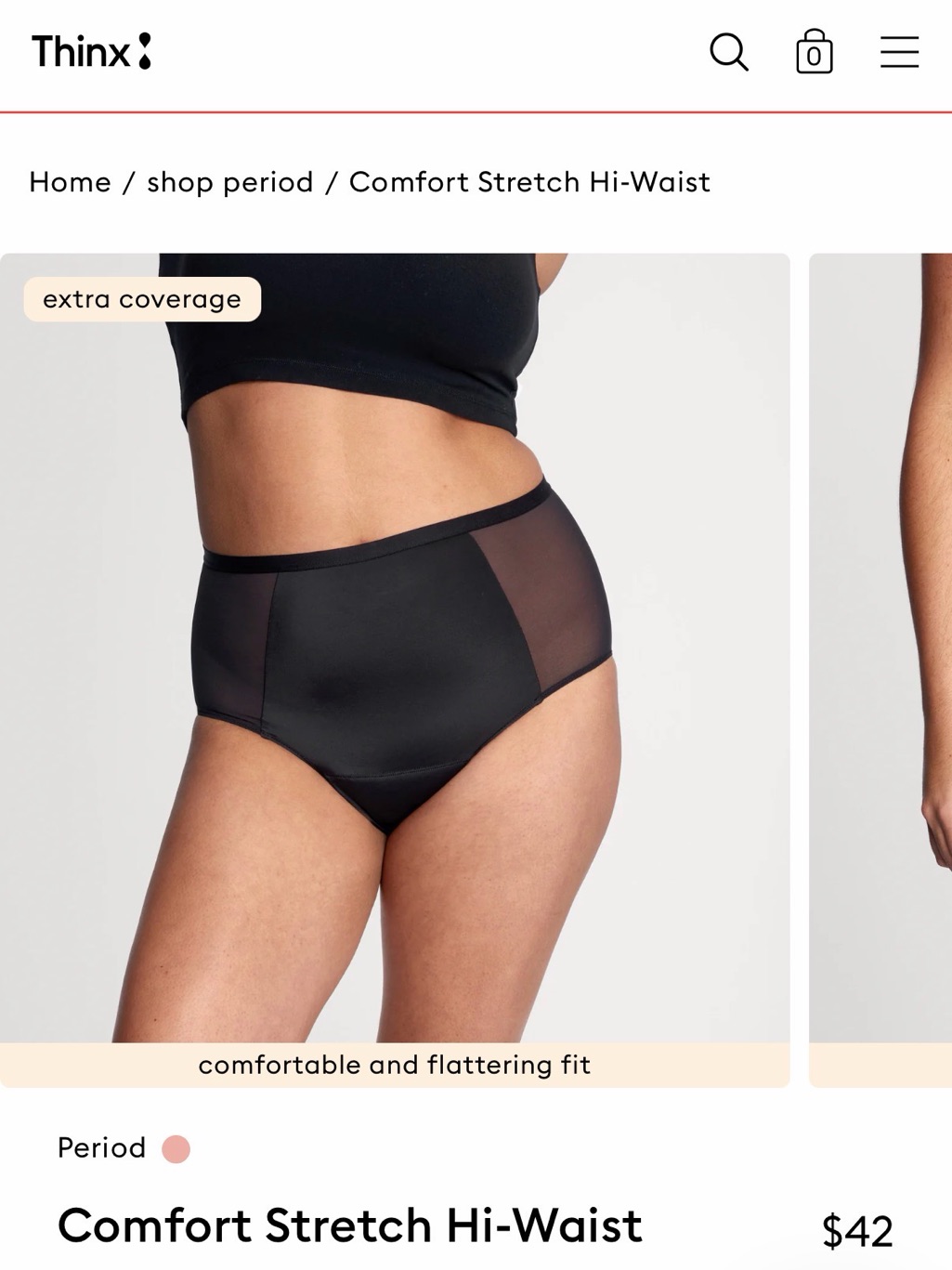 7 Pairs Of Thinx Comfort Stretch Hi-Waist Period Underwear - Black